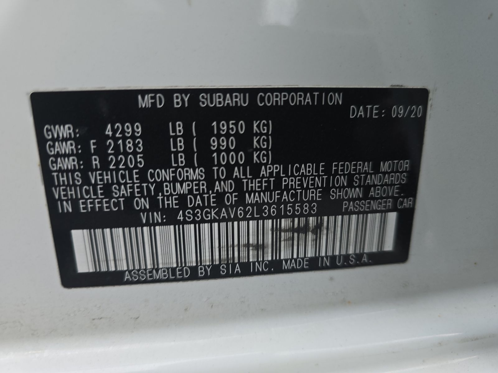 2020 Subaru Impreza 2.0i Premium AWD