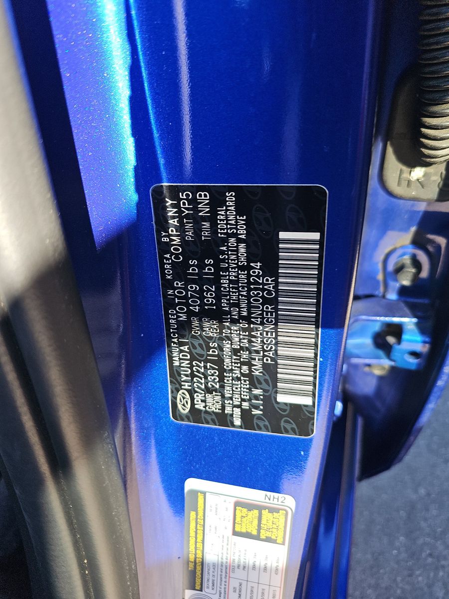 2022 Hyundai Elantra Hybrid Blue FWD