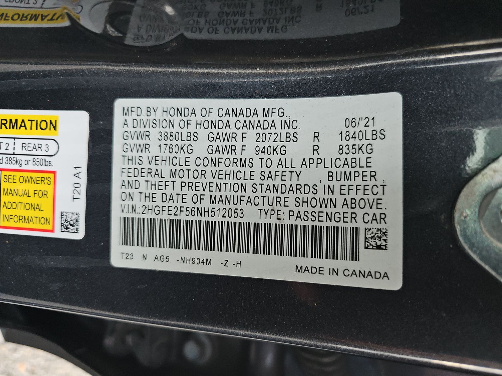 2022 Honda Civic Sport FWD