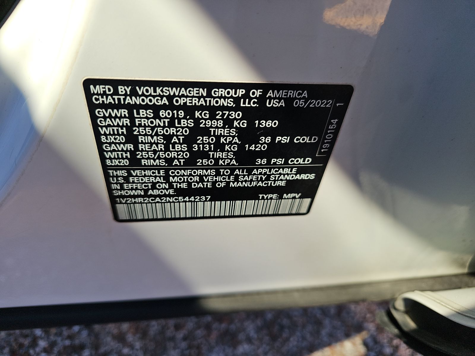 2022 Volkswagen Atlas 3.6L SE AWD