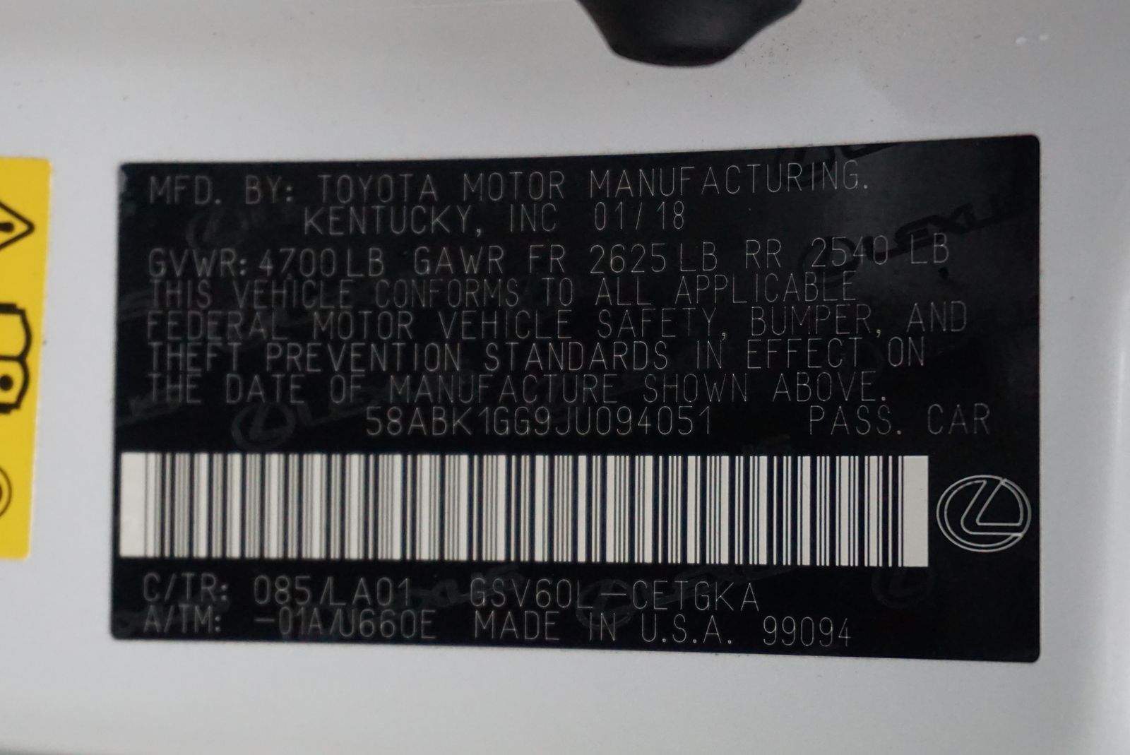 2018 Lexus ES ES 350 FWD