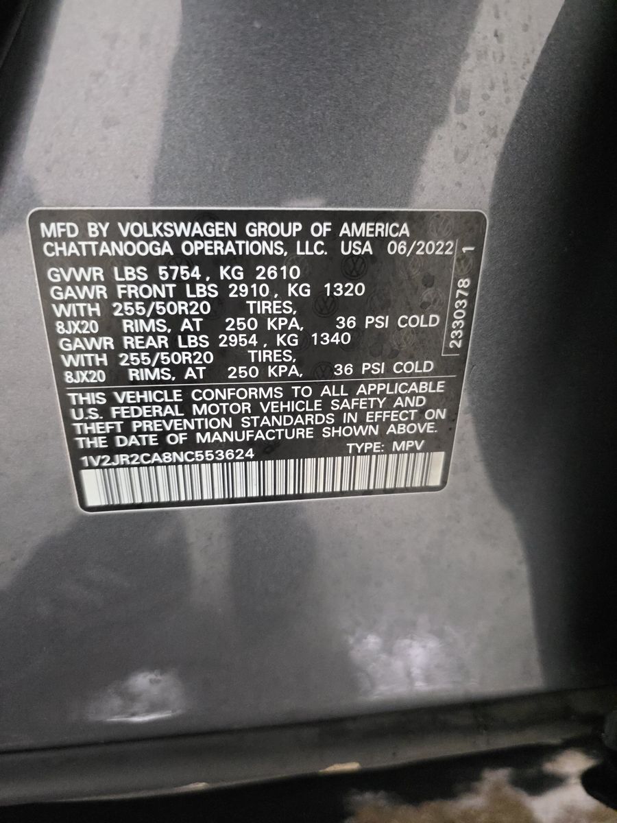 2022 Volkswagen Atlas 3.6L SE FWD