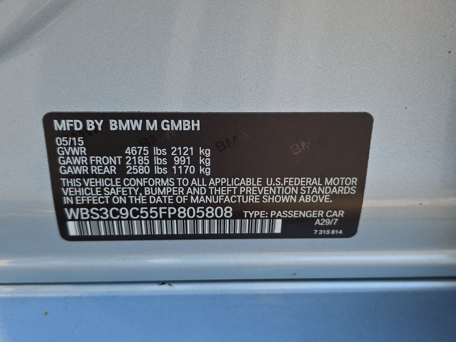 2015 BMW M3 Base RWD