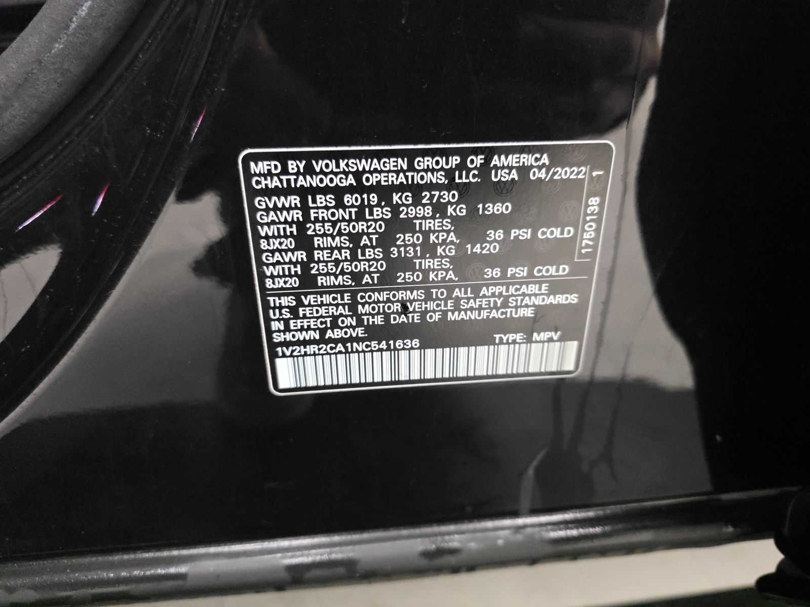 2022 Volkswagen Atlas 3.6L SE AWD