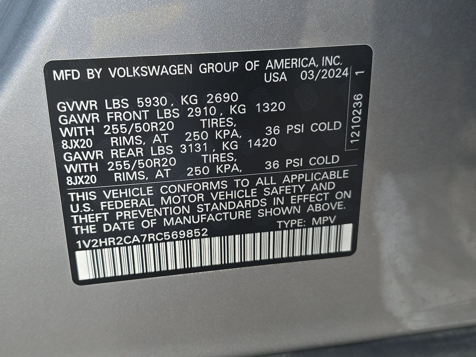 2024 Volkswagen Atlas 2.0T SE AWD