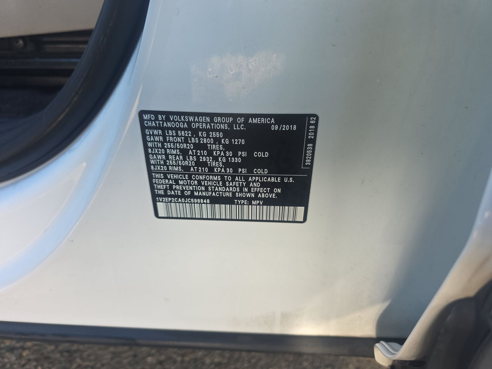 2018 Volkswagen Atlas 2.0T SEL FWD