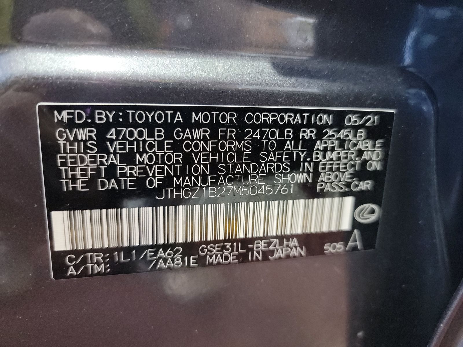 2021 Lexus IS IS 350 F SPORT RWD