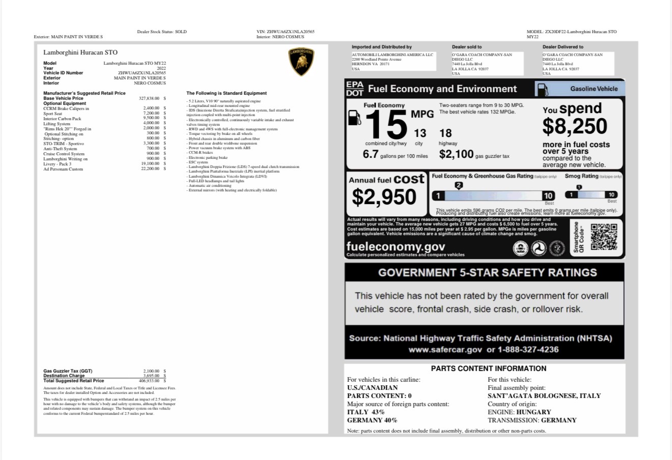 2022 Lamborghini Huracan STO RWD