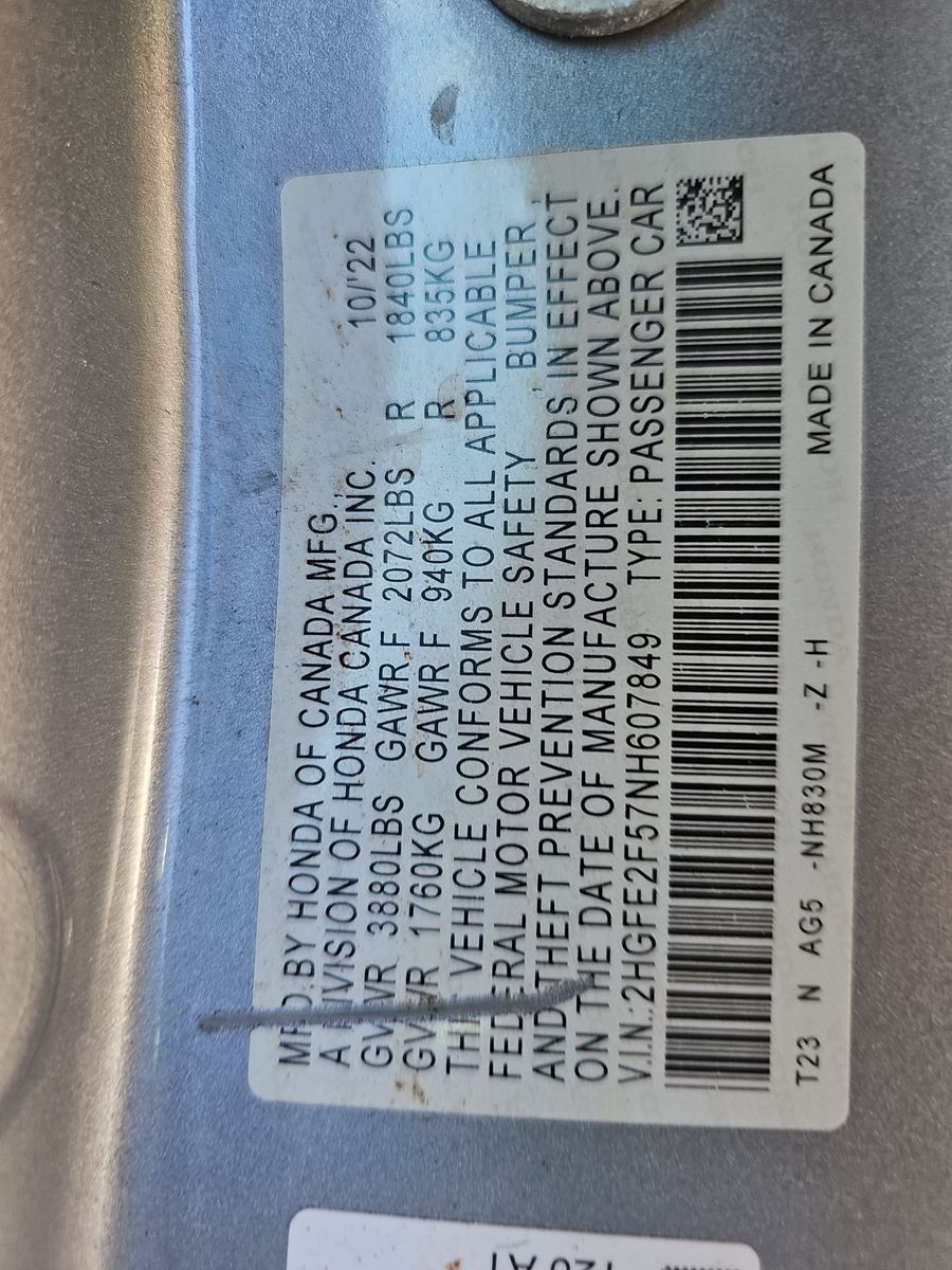 2022 Honda Civic Sport FWD