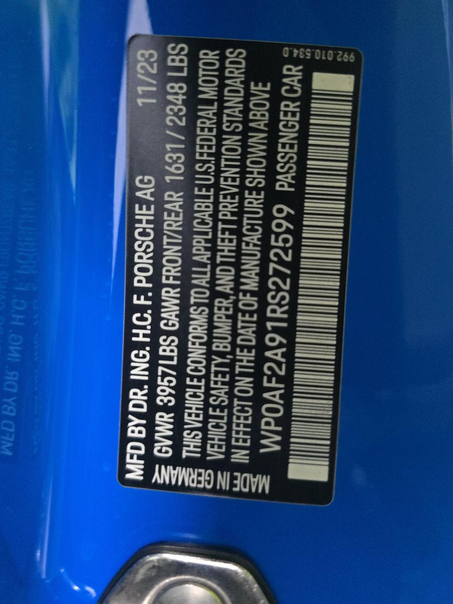 2024 Porsche 911 GT3 RS RWD