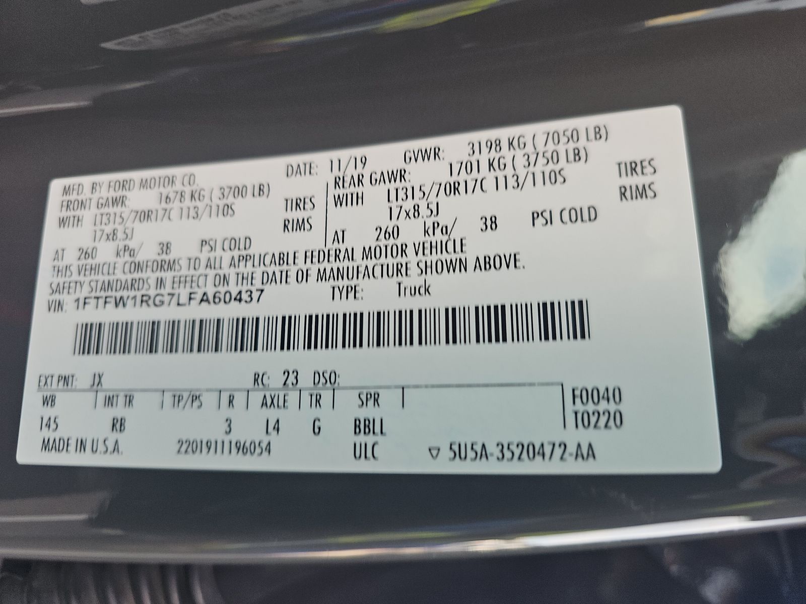 2020 Ford F-150 Raptor AWD