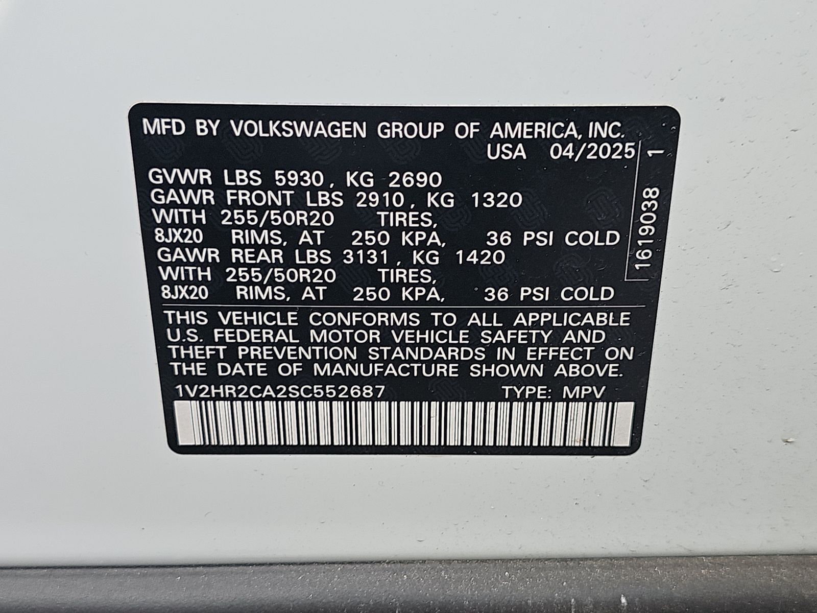 2025 Volkswagen Atlas 2.0T SE AWD