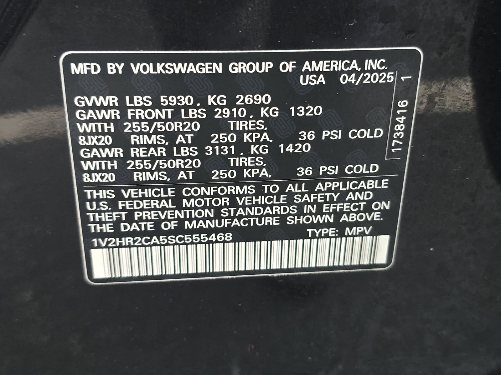 2025 Volkswagen Atlas 2.0T SE AWD