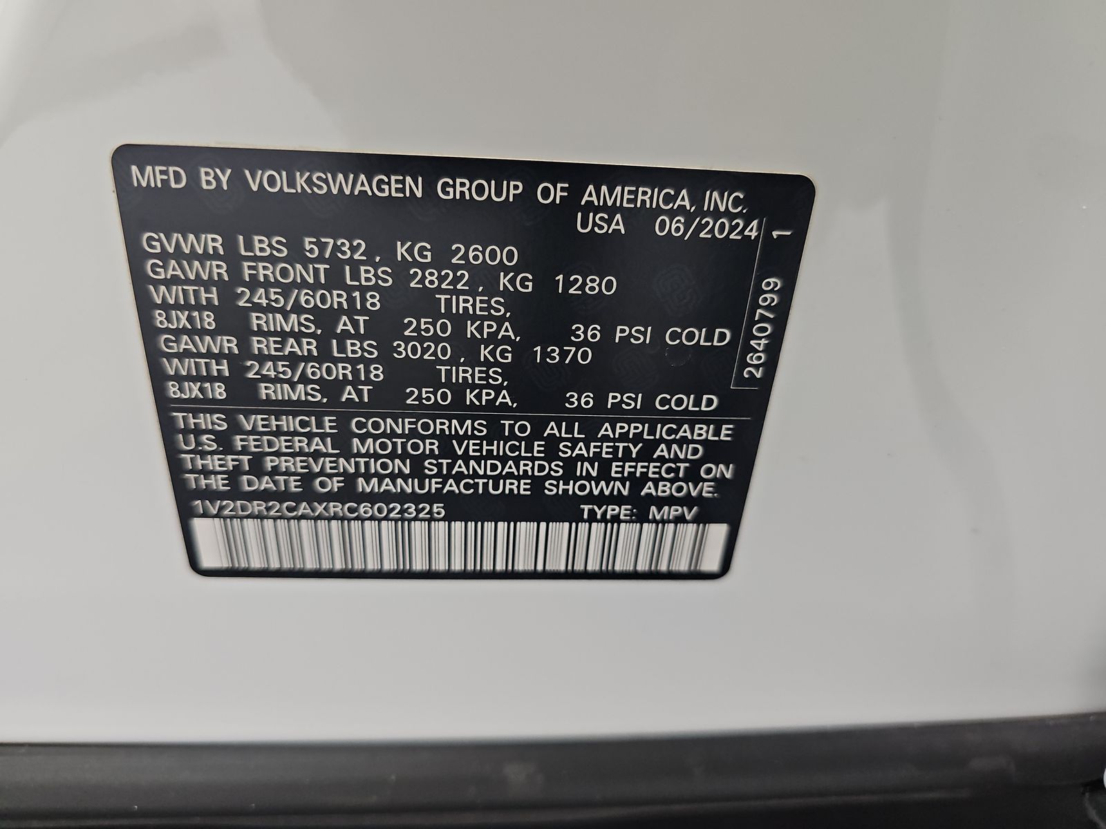 2024 Volkswagen Atlas 2.0T SE FWD