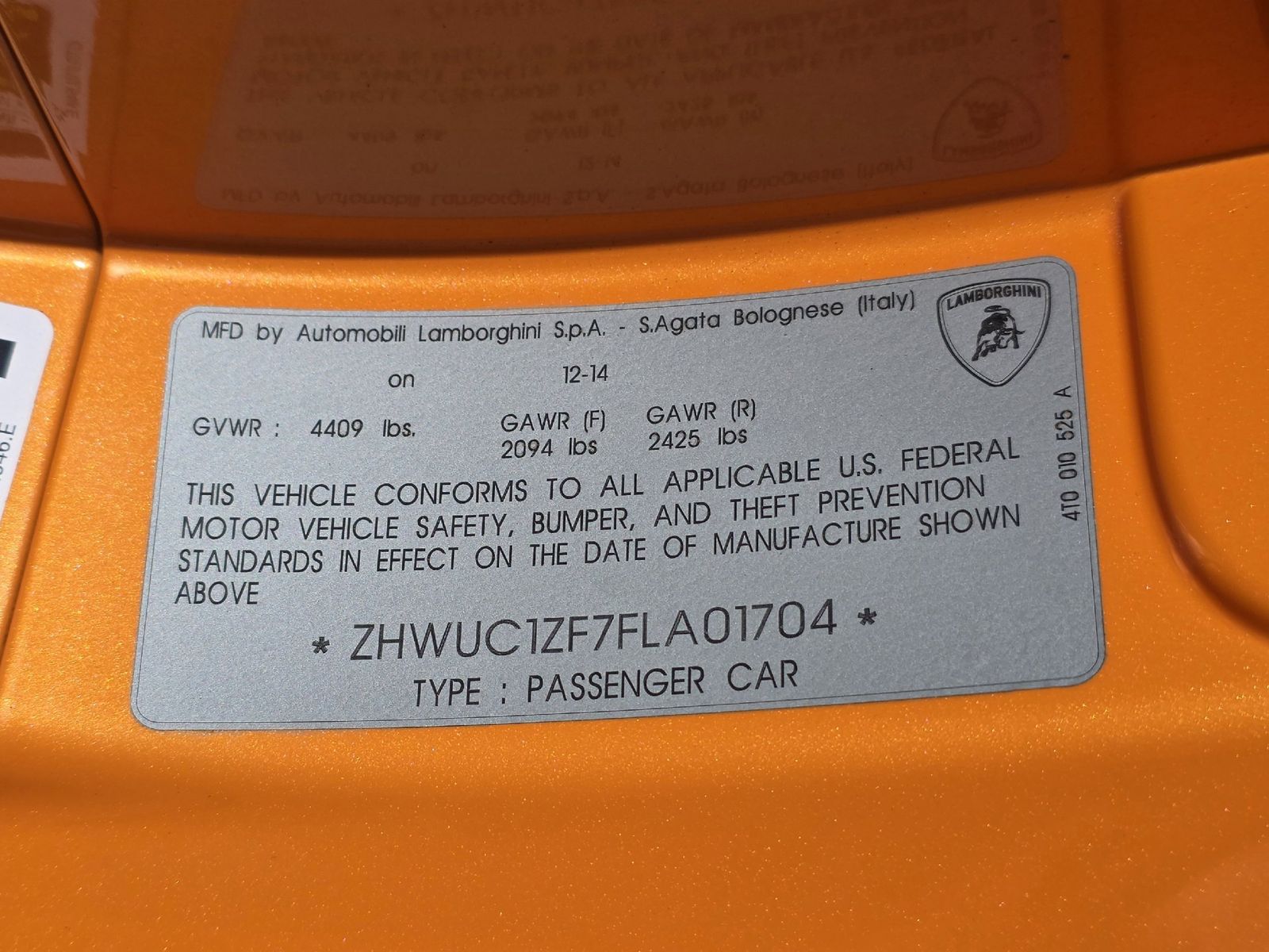 2015 Lamborghini Huracan LP 610-4 AWD