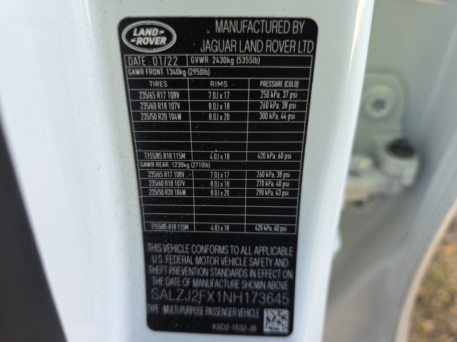 2022 Land Rover Range Rover Evoque S AWD