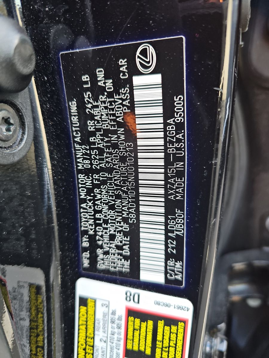 2022 Lexus ES ES 250 AWD