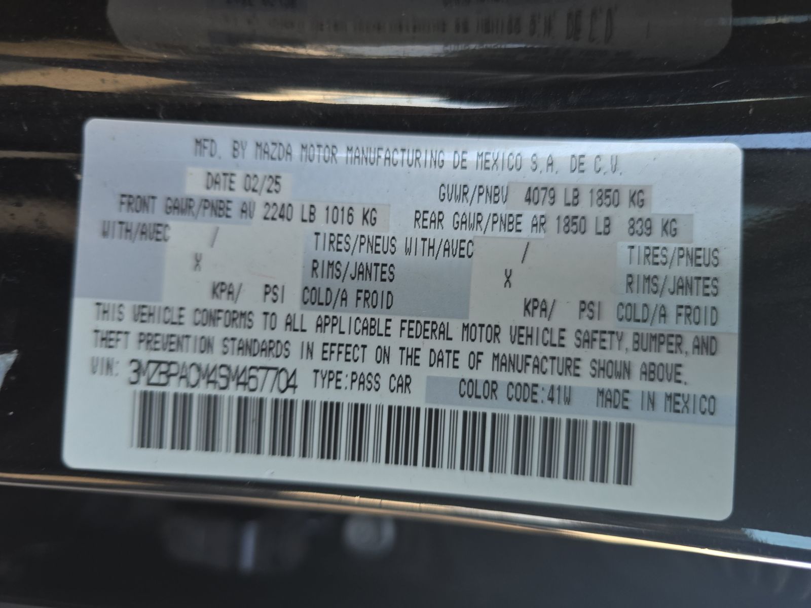 2025 MAZDA MAZDA3 2.5 S FWD