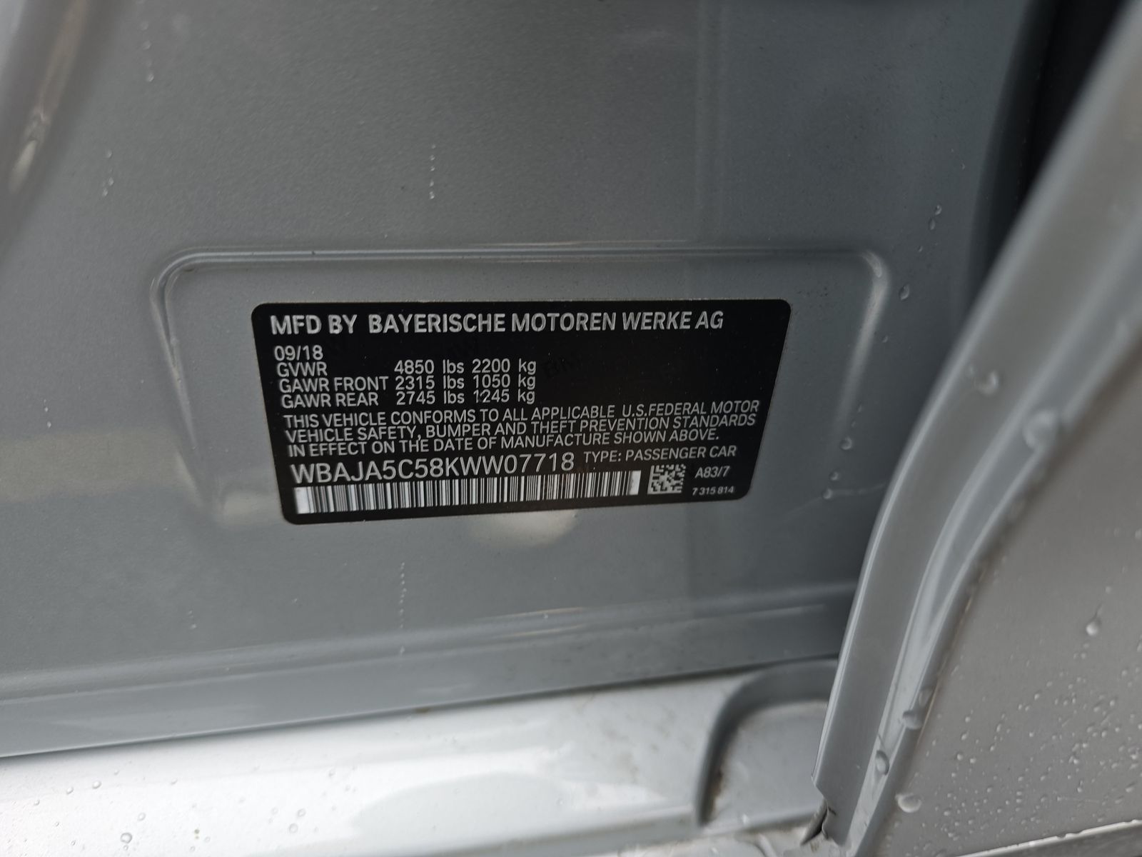 2019 BMW 5 Series 530i RWD