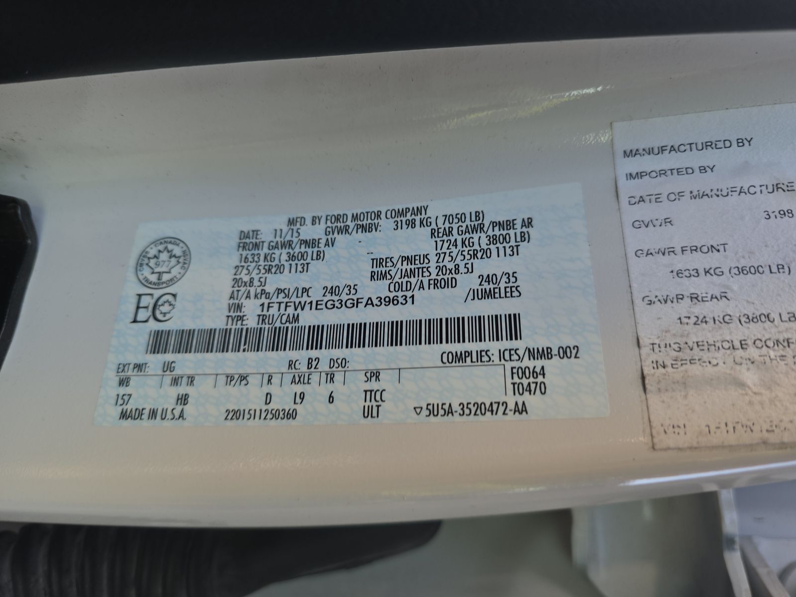 2016 Ford F-150 Lariat AWD