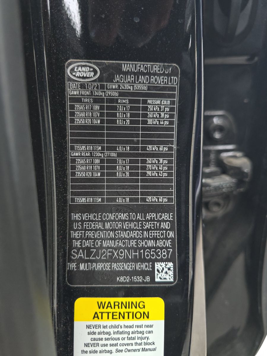 2022 Land Rover Range Rover Evoque S AWD