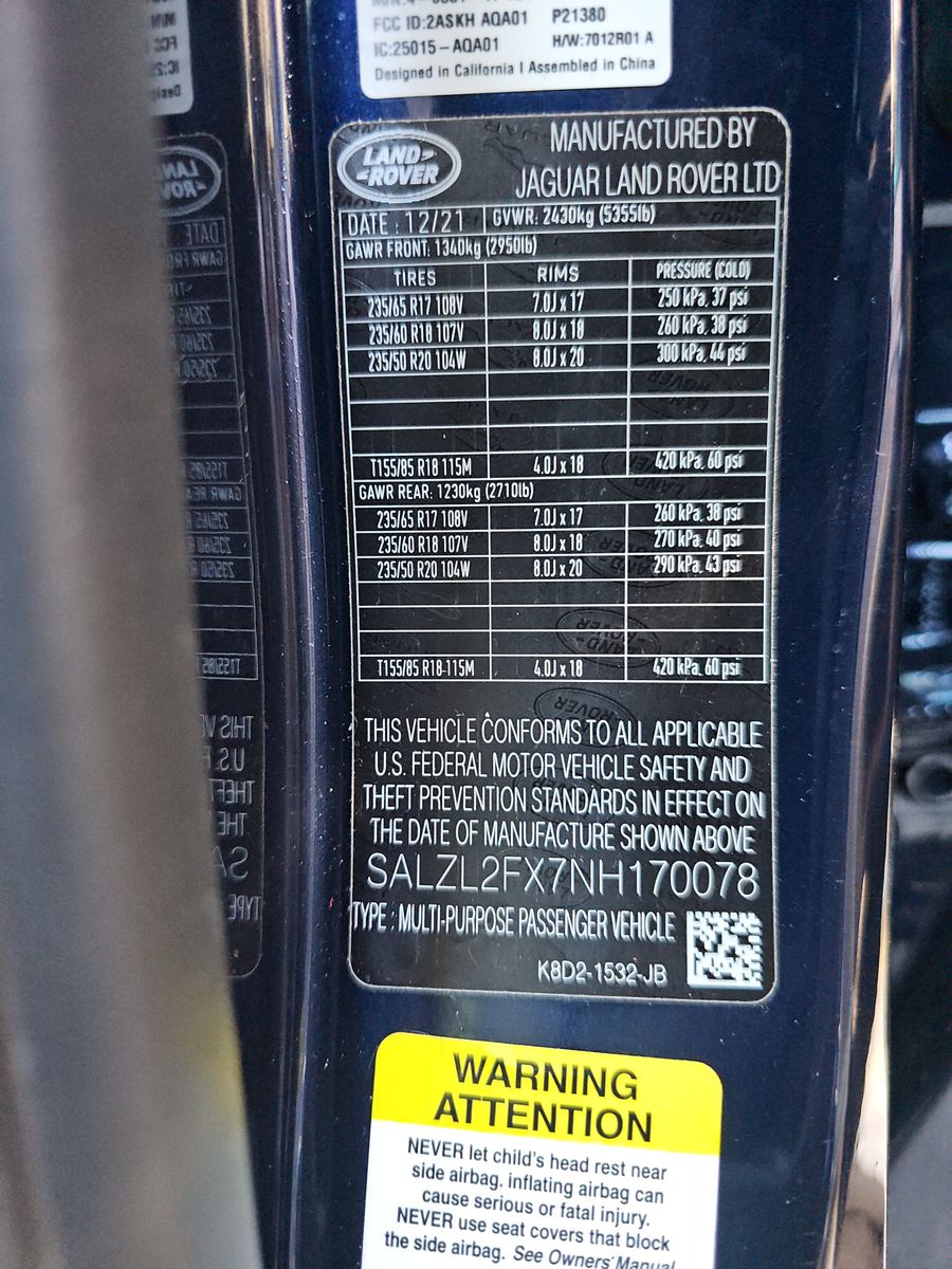 2022 Land Rover Range Rover Evoque R-Dynamic SE AWD