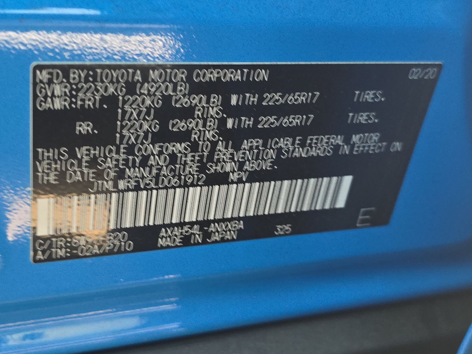 2020 Toyota RAV4 Hybrid LE AWD