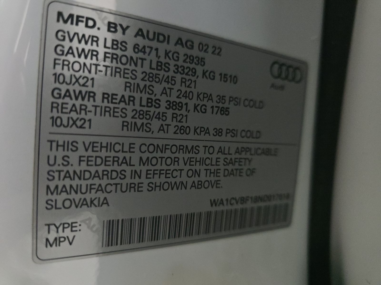 2022 Audi Q8 Prestige AWD