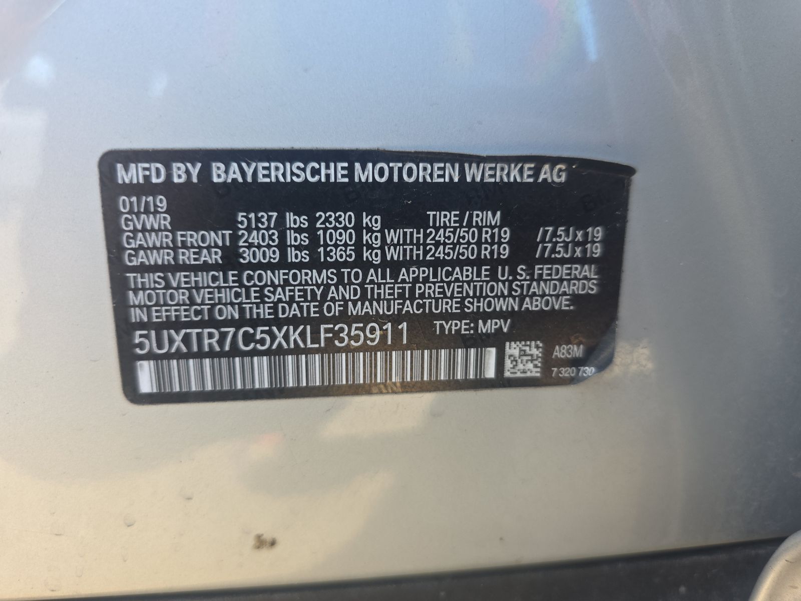 2019 BMW X3 sDrive30i RWD