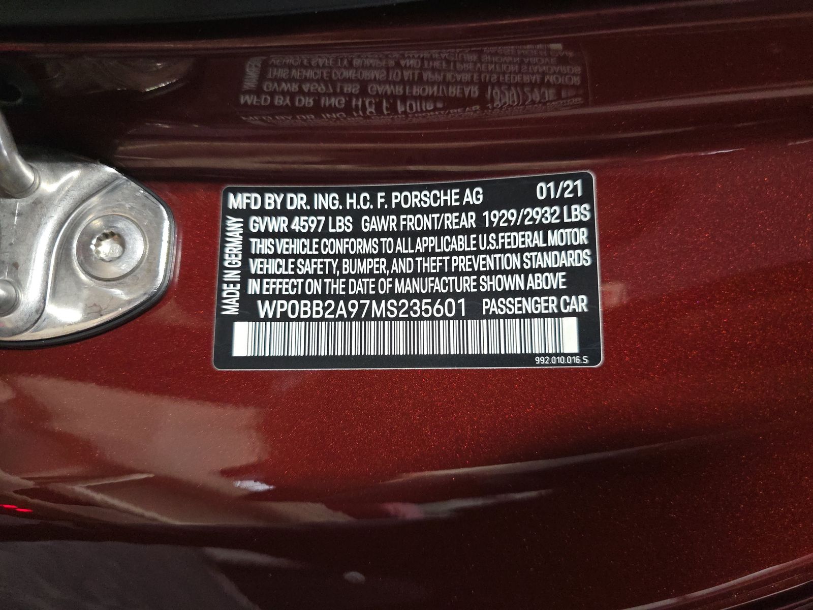 2021 Porsche 911 4S Targa AWD