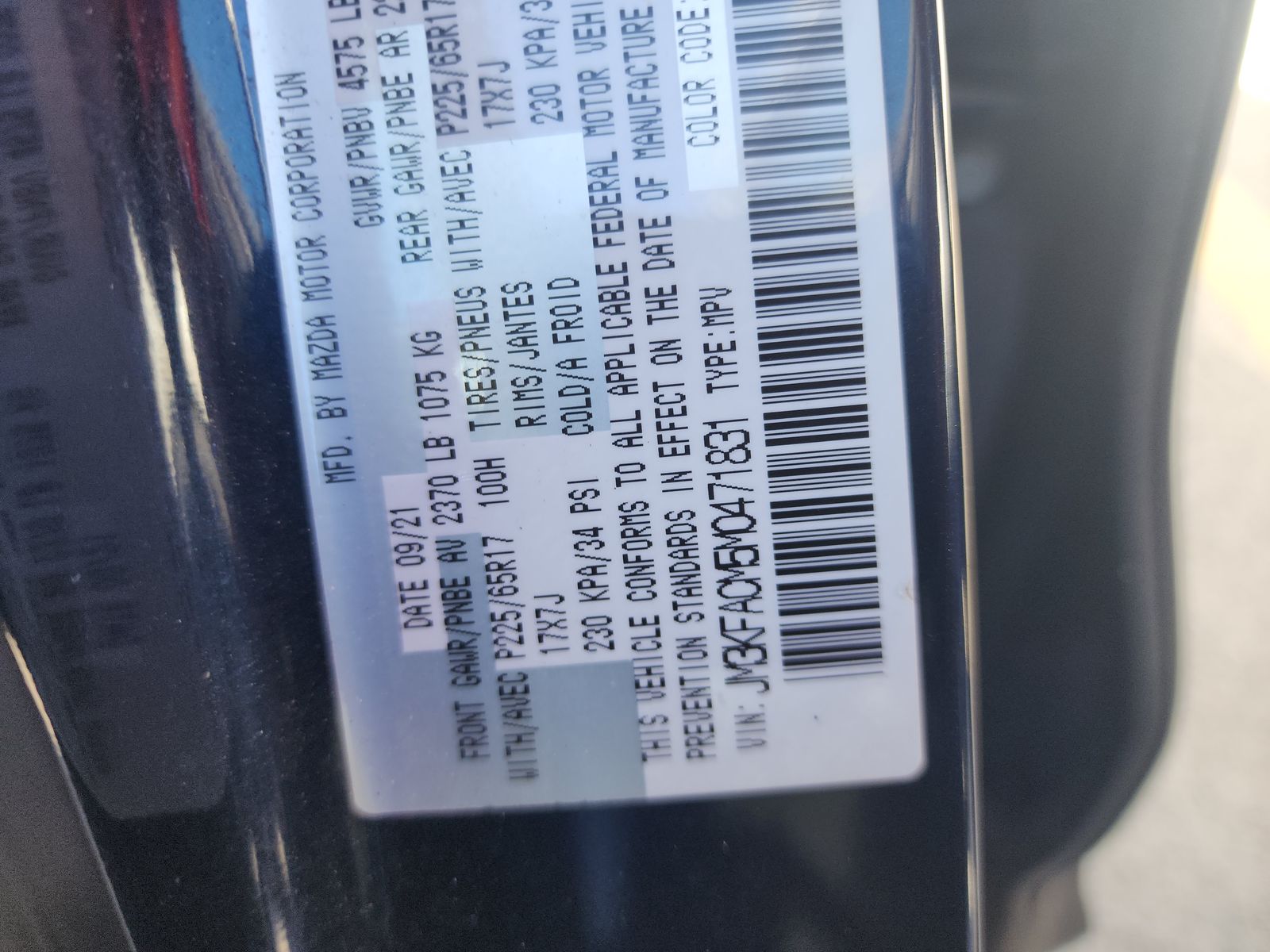 2021 MAZDA CX-5 Touring FWD