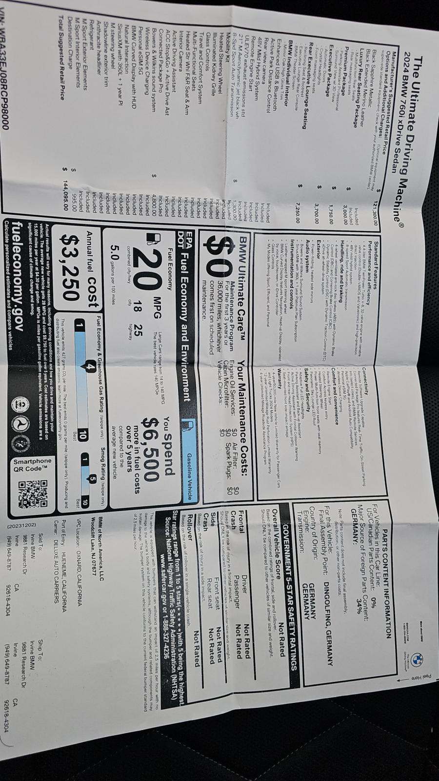 2024 BMW 7 Series 760i xDrive AWD