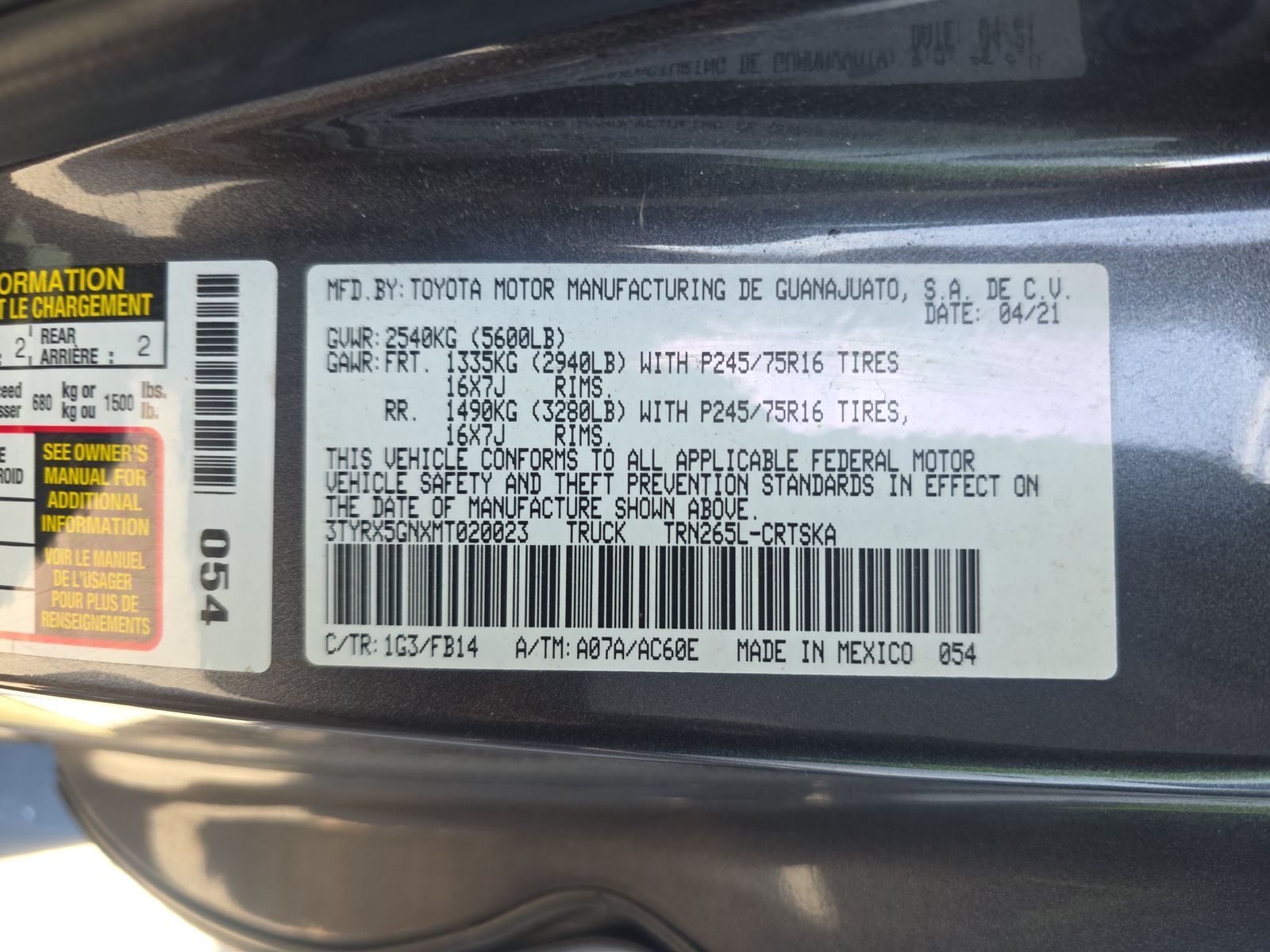 2021 Toyota Tacoma SR RWD