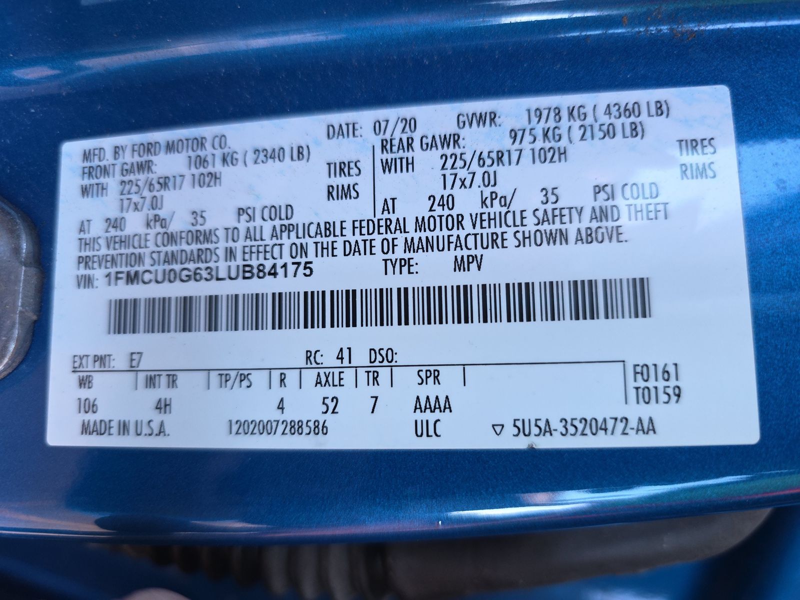 2020 Ford Escape SE FWD