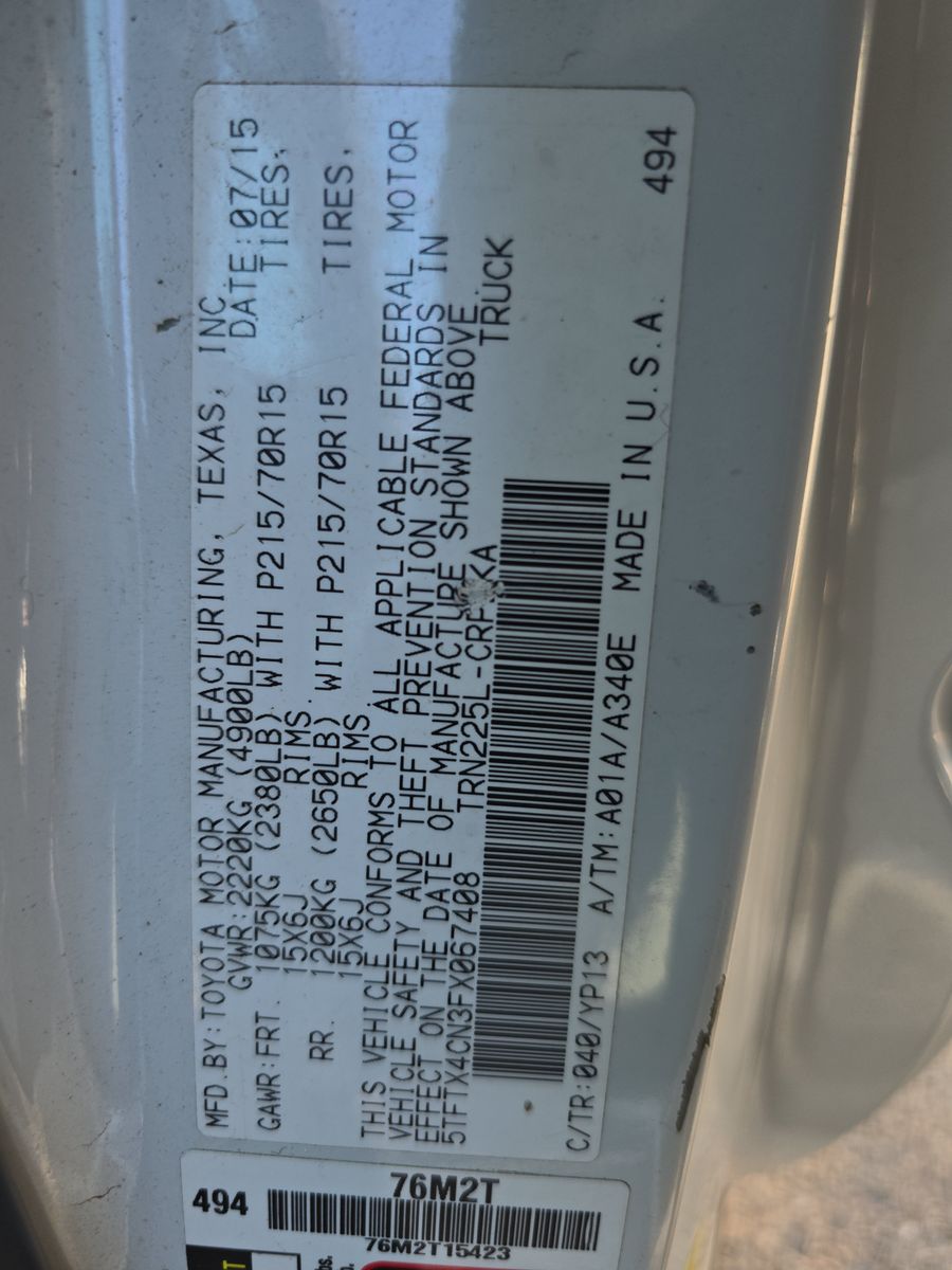 2015 Toyota Tacoma Base RWD