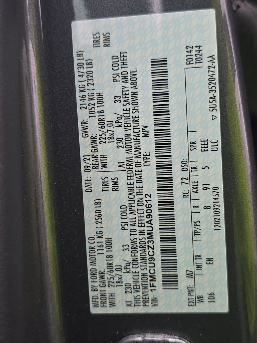 2021 Ford Escape Hybrid SEL AWD