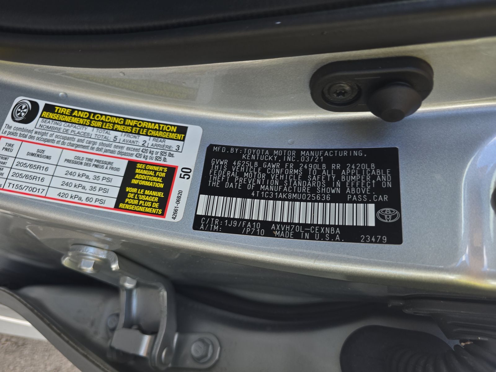 2021 Toyota Camry Hybrid LE FWD