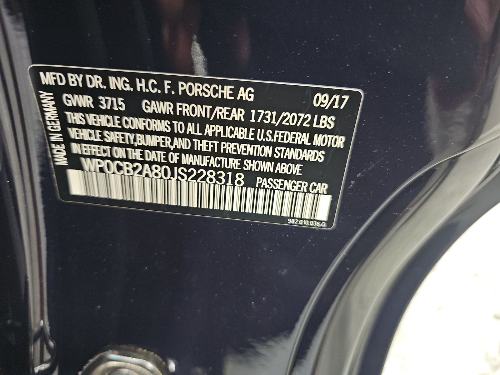 2018 Porsche 718 Boxster S RWD