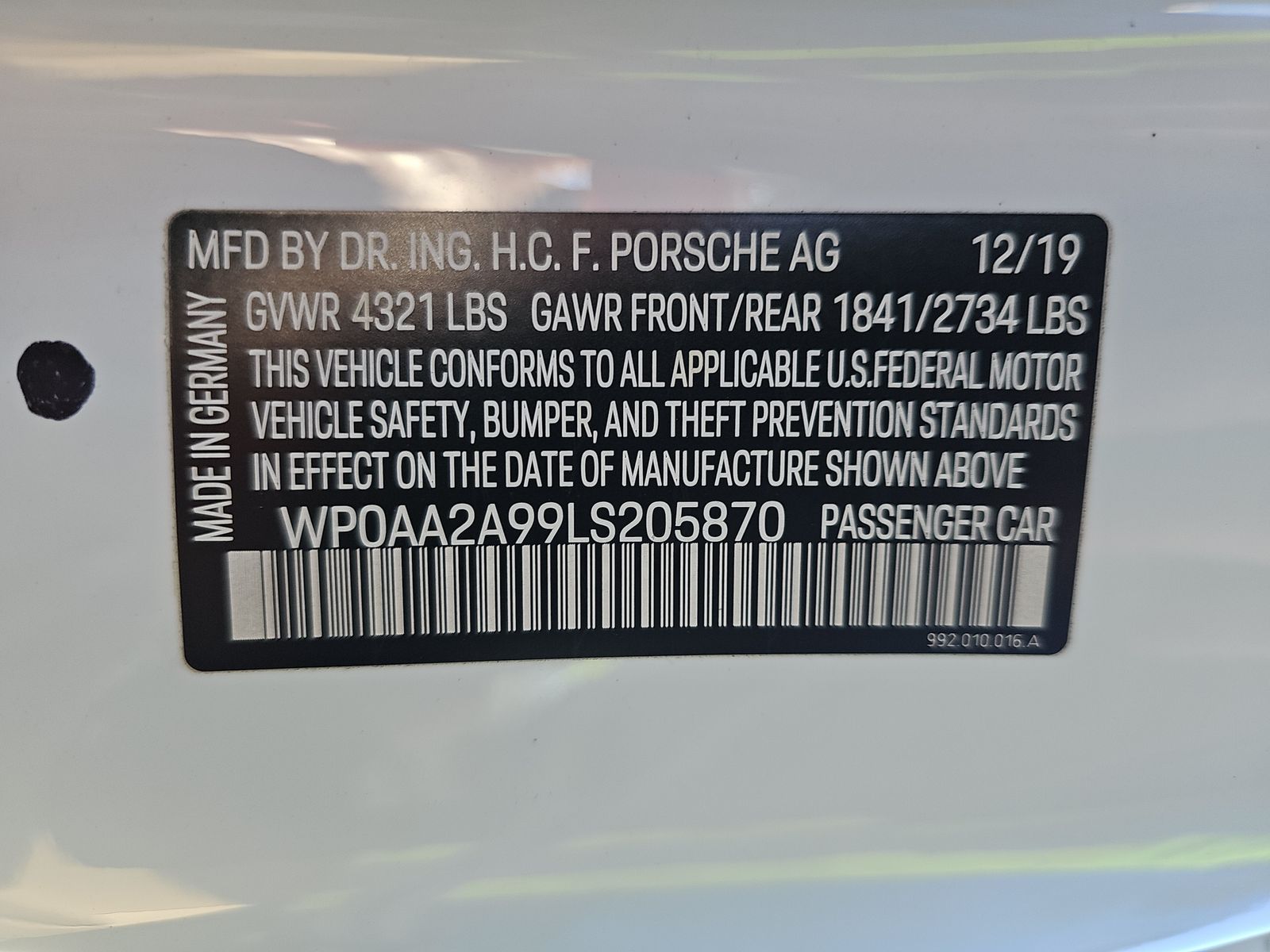 2020 Porsche 911 Carrera RWD