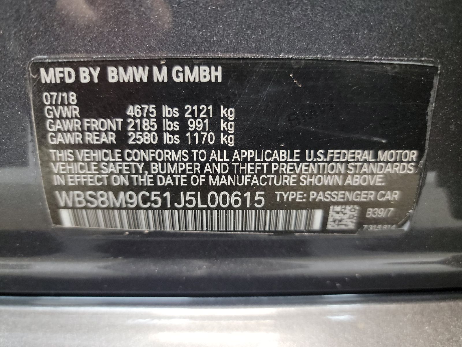 2018 BMW M3 Base RWD