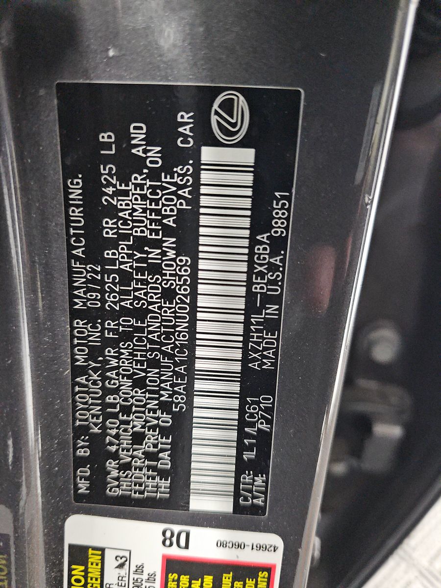 2022 Lexus ES ES 300h Luxury FWD