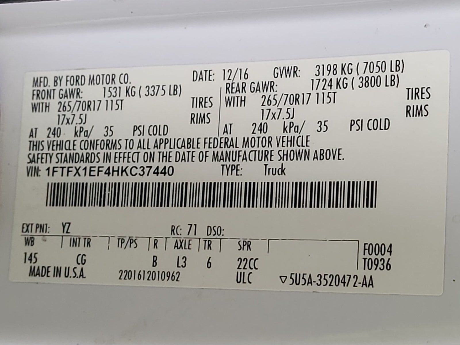 2017 Ford F-150 XL AWD