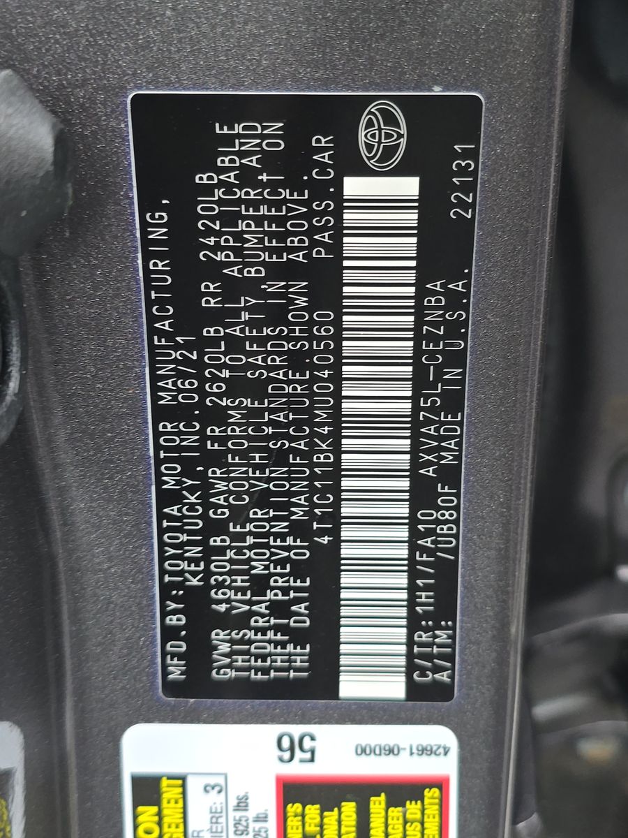 2021 Toyota Camry LE AWD