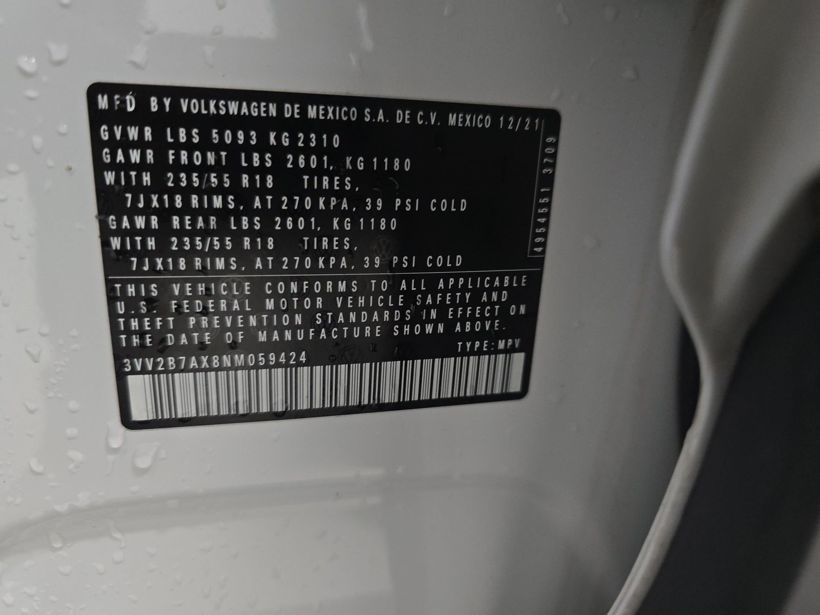 2022 Volkswagen Tiguan 2.0T SE AWD