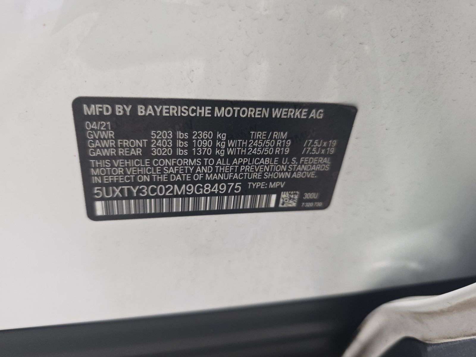 2021 BMW X3 sDrive30i RWD