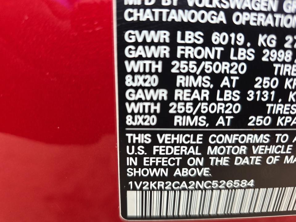 2022 Volkswagen Atlas 3.6L SE AWD