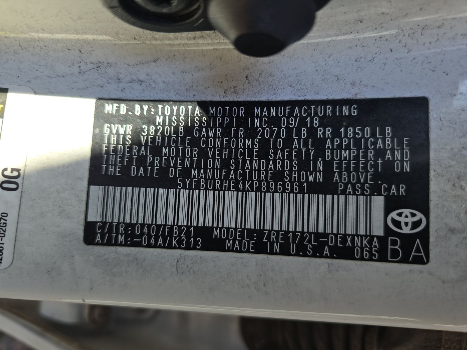 2019 Toyota Corolla LE FWD