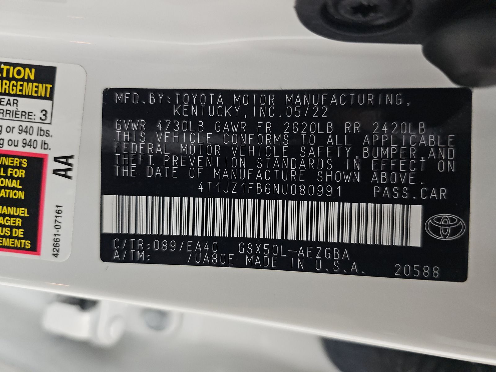 2022 Toyota Avalon XLE FWD