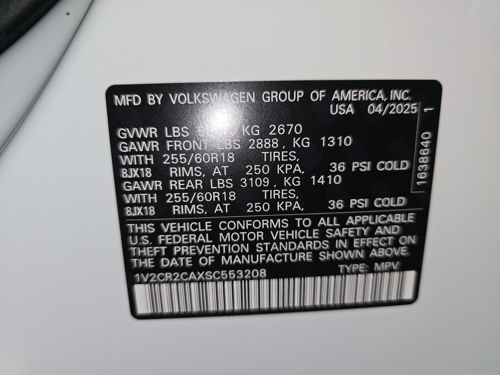 2025 Volkswagen Atlas 2.0T Peak Edition AWD