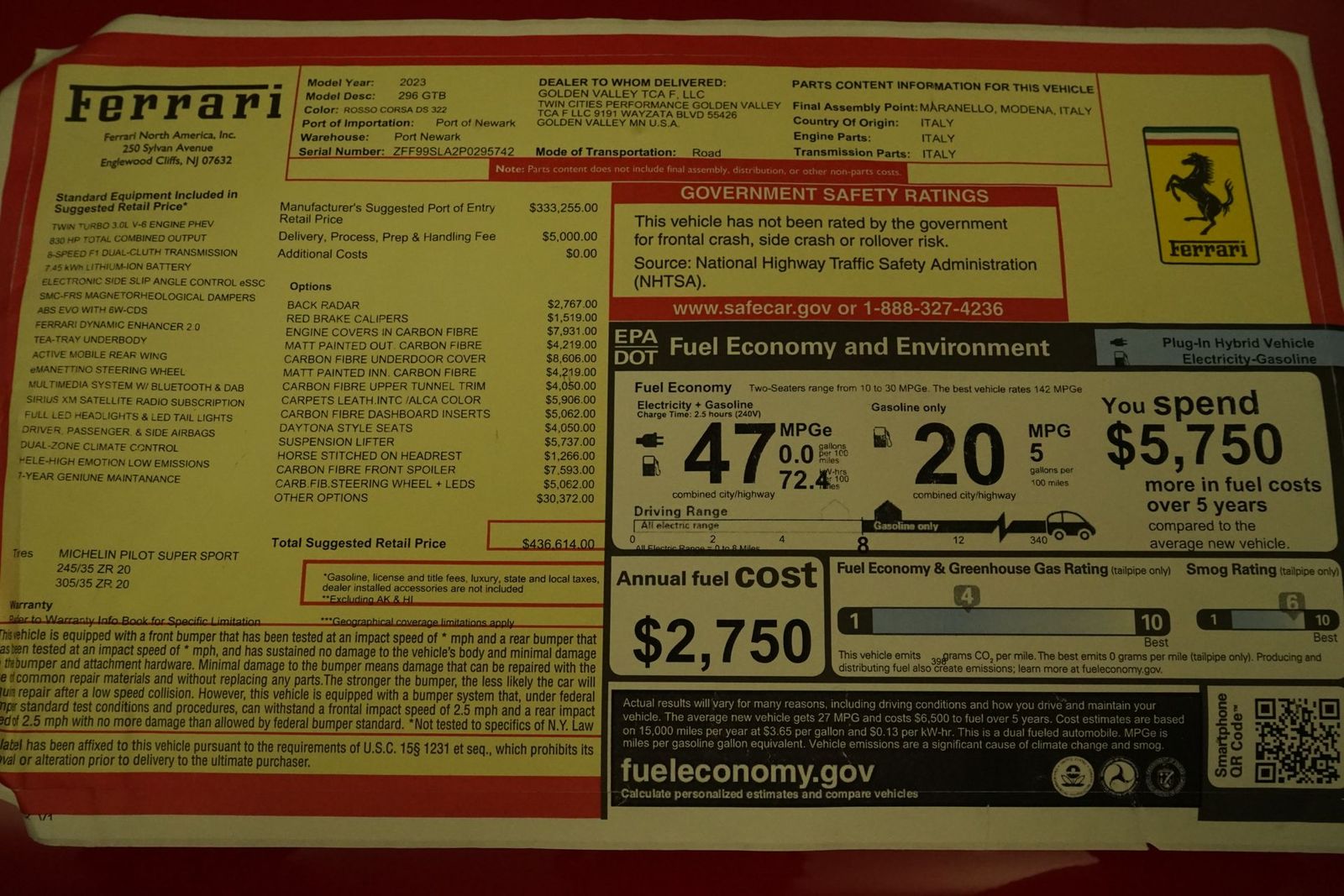 2023 Ferrari 296 GTB Base RWD